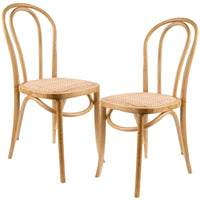 Azalea Arched Back Dining Chair Set of 2 Solid Elm Timber Wood Rattan Seat - Oak dining Kings Warehouse 