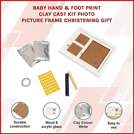 Baby Hand & Foot Print Clay Cast Kit Photo Picture Frame Christening Gift Home & Garden Kings Warehouse 