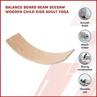 Balance Board Beam Seesaw Wooden Child Kids Adult Yoga Sports & Fitness Kings Warehouse 