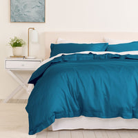 Balmain 1000 Thread Count Hotel Grade Bamboo Cotton Quilt Cover Pillowcases Set - Queen - Mineral Blue Kings Warehouse 