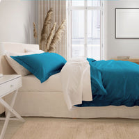 Balmain 1000 Thread Count Hotel Grade Bamboo Cotton Quilt Cover Pillowcases Set - Queen - Mineral Blue Kings Warehouse 