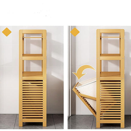 Bamboo 2-in-1 Laundry Hamper Side Table with 2 Shelves and Clothes Basket Furniture Kings Warehouse 