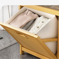 Bamboo 2-in-1 Laundry Hamper Side Table with 2 Shelves and Clothes Basket Furniture Kings Warehouse 