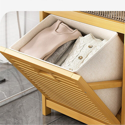 Bamboo 2-in-1 Laundry Hamper Side Table with 2 Shelves and Clothes Basket Furniture Kings Warehouse 
