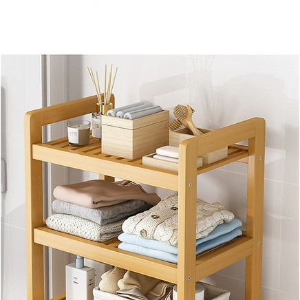 Bamboo 2-in-1 Laundry Hamper Side Table with 2 Shelves and Clothes Basket Furniture Kings Warehouse 