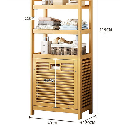 Bamboo 2-in-1 Laundry Hamper Side Table with 2 Shelves and Clothes Basket Furniture Kings Warehouse 