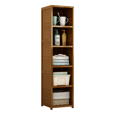 Bamboo 5-Shelf Bookcase – Tall Display Storage Rack Stand for Living Room, Bedroom, Office or Home Organisation Furniture Kings Warehouse 