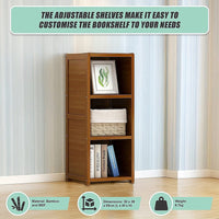 Bamboo Adjustable Shelf Bookcase Display Storage Rack Stand Livingroom Bedroom Furniture Kings Warehouse 