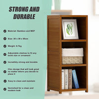 Bamboo Adjustable Shelf Bookcase Display Storage Rack Stand Livingroom Bedroom Furniture Kings Warehouse 