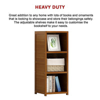 Bamboo Adjustable Shelf Bookcase Display Storage Rack Stand Livingroom Bedroom Furniture Kings Warehouse 