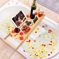 Bamboo Bathtub Bath tub Tray Table Caddy Tray Cellphone,Book,Tray Wineglass Holder Kings Warehouse 