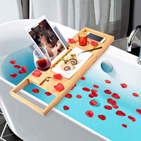 Bamboo Bathtub Bath tub Tray Table Caddy Tray Cellphone,Book,Tray Wineglass Holder Kings Warehouse 