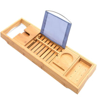 Bamboo Bathtub Bath tub Tray Table Caddy Tray Cellphone,Book,Tray Wineglass Holder Kings Warehouse 
