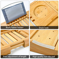 Bamboo Bathtub Bath tub Tray Table Caddy Tray Cellphone,Book,Tray Wineglass Holder Kings Warehouse 