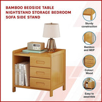 Bamboo Bedside Table Nightstand Storage Bedroom Sofa Side Stand Furniture Kings Warehouse 