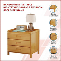 Bamboo Bedside Table Nightstand Storage Bedroom Sofa Side Stand Furniture Kings Warehouse 