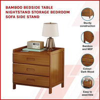 Bamboo Bedside Table Nightstand Storage Bedroom Sofa Side Stand Furniture Kings Warehouse 