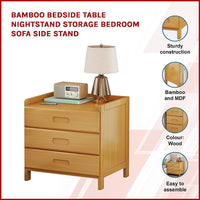 Bamboo Bedside Table Nightstand Storage Bedroom Sofa Side Stand Kings Warehouse 