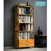 Bamboo Bookshelf Storage Rack Shelf Stand Bookcase Holder Display Drawers Furniture Kings Warehouse 