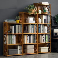 Bamboo Bookshelf Storage Rack Shelf Stand Bookcase Holder Display Drawers Furniture Kings Warehouse 