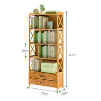 Bamboo Bookshelf Storage Rack Shelf Stand Bookcase Holder Display Drawers Furniture Kings Warehouse 