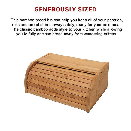 Bamboo Bread Bin Storage Box Kitchen Loaf Pastry Container Home & Garden Kings Warehouse 