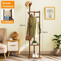 Bamboo Clothes Coat Rack Garment Stand Shelf Tree Hanger Bag Hat Hook Holder Dark Brown Furniture Kings Warehouse 