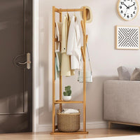 Bamboo Clothes Coat Rack Garment Stand Shelf Tree Hanger Bag Hat Hook Holder Natural Furniture Kings Warehouse 