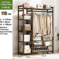 Bamboo Clothes Rack Garment Closet Storage Organizer Hanging Rail Shelf Dress room 110CM Furniture Kings Warehouse 