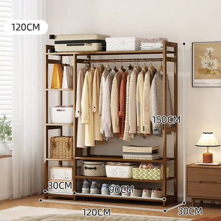 Bamboo Clothes Rack Garment Closet Storage Organizer Hanging Rail Shelf Dress room 120CM Home & Garden Kings Warehouse 