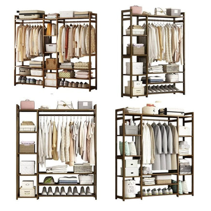 Bamboo Clothes Rack Garment Closet Storage Organizer Hanging Rail Shelf Dress room 120CM Home & Garden Kings Warehouse 