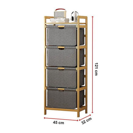Bamboo Shelf with Storage Hamper - Wooden Bamboo Removable Bags Home & Garden Kings Warehouse 