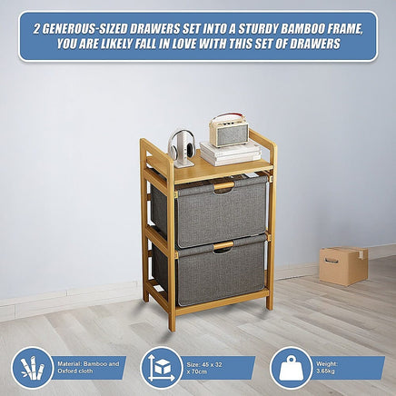 Bamboo Shelf with Storage Hamper - Wooden Bamboo Removable Bags Home & Garden Kings Warehouse 