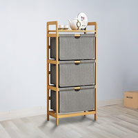 Bamboo Shelf with Storage Hamper - Wooden Bamboo Removable Bags Home & Garden Kings Warehouse 