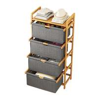 Bamboo Shelf with Storage Hamper - Wooden Bamboo Removable Bags Home & Garden Kings Warehouse 