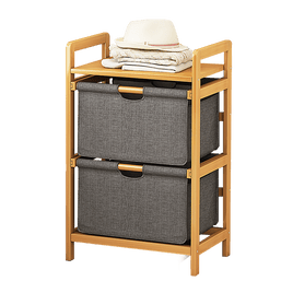 Bamboo Shelf with Storage Hamper - Wooden Bamboo Removable Bags Home & Garden Kings Warehouse 