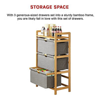 Bamboo Shelf with Storage Hamper - Wooden Bamboo Removable Bags Home & Garden Kings Warehouse 