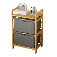 Bamboo Shelf with Storage Hamper - Wooden Bamboo Removable Bags Home & Garden Kings Warehouse 