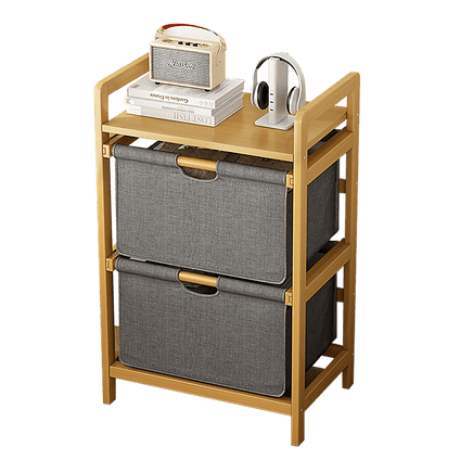 Bamboo Shelf with Storage Hamper - Wooden Bamboo Removable Bags Home & Garden Kings Warehouse 