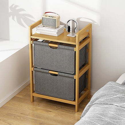 Bamboo Shelf with Storage Hamper - Wooden Bamboo Removable Bags Home & Garden Kings Warehouse 