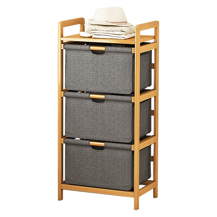 Bamboo Shelf with Storage Hamper - Wooden Bamboo Removable Bags Home & Garden Kings Warehouse 