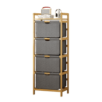 Bamboo Shelf with Storage Hamper - Wooden Bamboo Removable Bags Home & Garden Kings Warehouse 