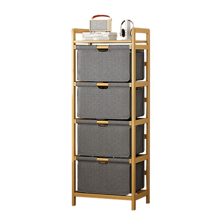 Bamboo Shelf with Storage Hamper - Wooden Bamboo Removable Bags Home & Garden Kings Warehouse 