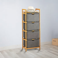 Bamboo Shelf with Storage Hamper - Wooden Bamboo Removable Bags Home & Garden Kings Warehouse 