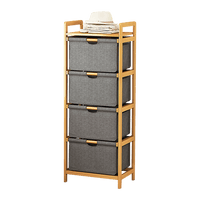 Bamboo Shelf with Storage Hamper - Wooden Bamboo Removable Bags Home & Garden Kings Warehouse 