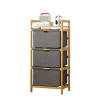 Bamboo Shelf with Storage Hamper - Wooden Bamboo Removable Bags Home & Garden Kings Warehouse 