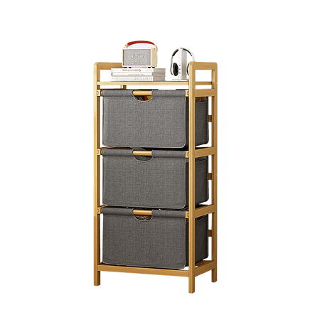 Bamboo Shelf with Storage Hamper - Wooden Bamboo Removable Bags Home & Garden Kings Warehouse 
