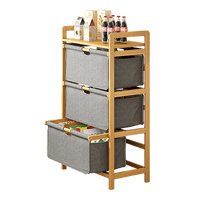 Bamboo Shelf with Storage Hamper - Wooden Bamboo Removable Bags Home & Garden Kings Warehouse 