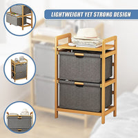 Bamboo Shelf with Storage Hamper - Wooden Bamboo Removable Bags Home & Garden Kings Warehouse 