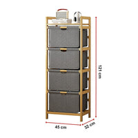 Bamboo Shelf with Storage Hamper - Wooden Bamboo Removable Bags Kings Warehouse 